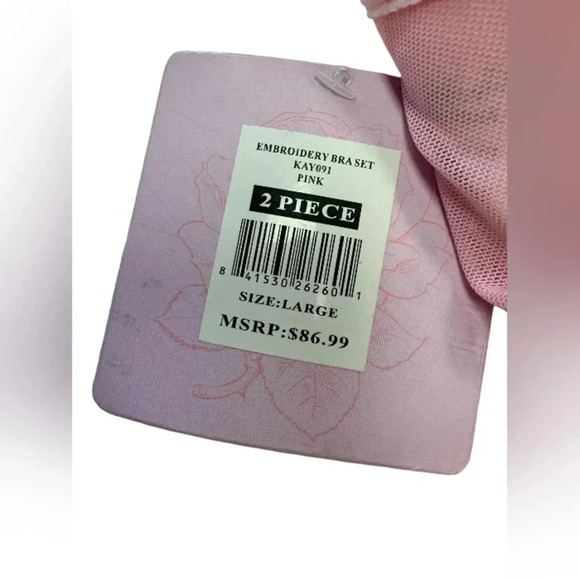 Bed Of Roses Lingerie NWT Mesh Floral Pink 2  Piece Size Large Womens size Large - Picture 10 of 10